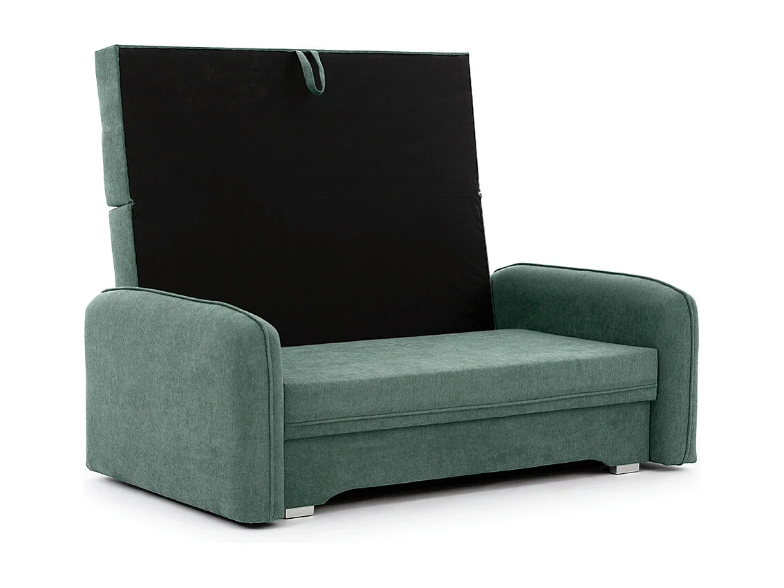 Petit canapé convertible original tissu vert émeraude Lany 155cm