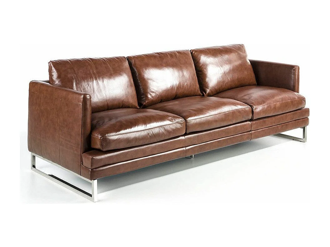 Kora high-end 3-zits leren bank-Kleur Leren Piel mostaza