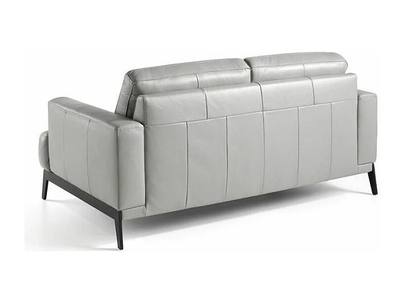 Canapé 3 places cuir et pieds acier noir inoxydable Yaro-Couleur Cuir Piel antracita