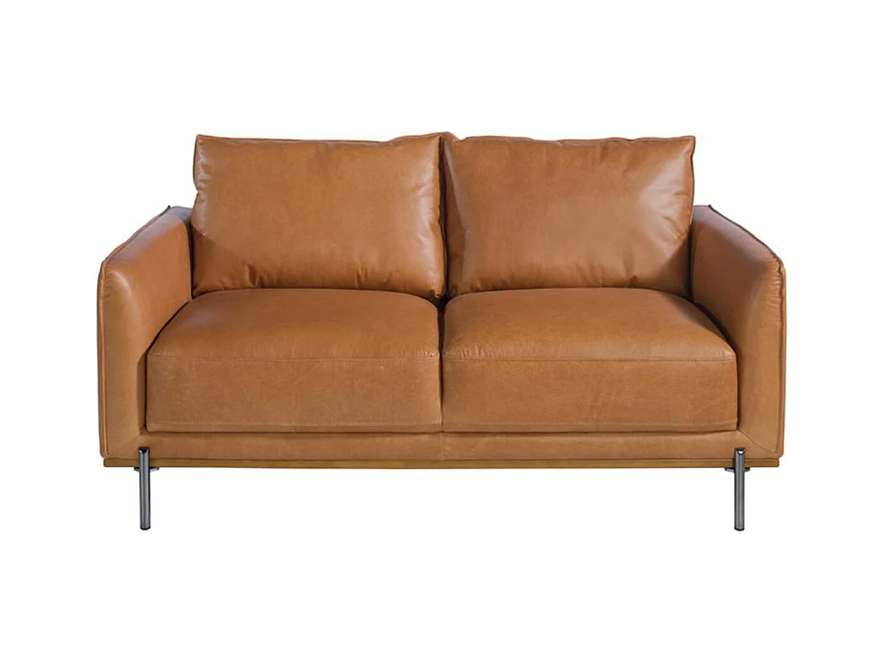Canapé cuir 2 places Loma 164cm-Couleur Cuir Piel mostaza