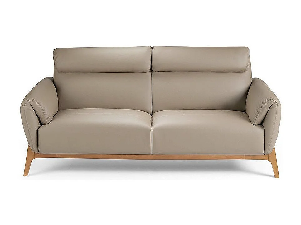 Canapé 3 places contemporain capitonné bois noyer et cuir Bima-Couleur Aqua 26 Violet