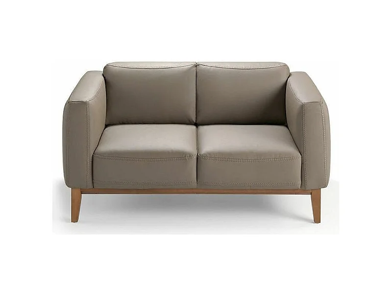 Canapé 2 places cuir et pieds bois noyer Kina-Couleur Cuir Piel cuero