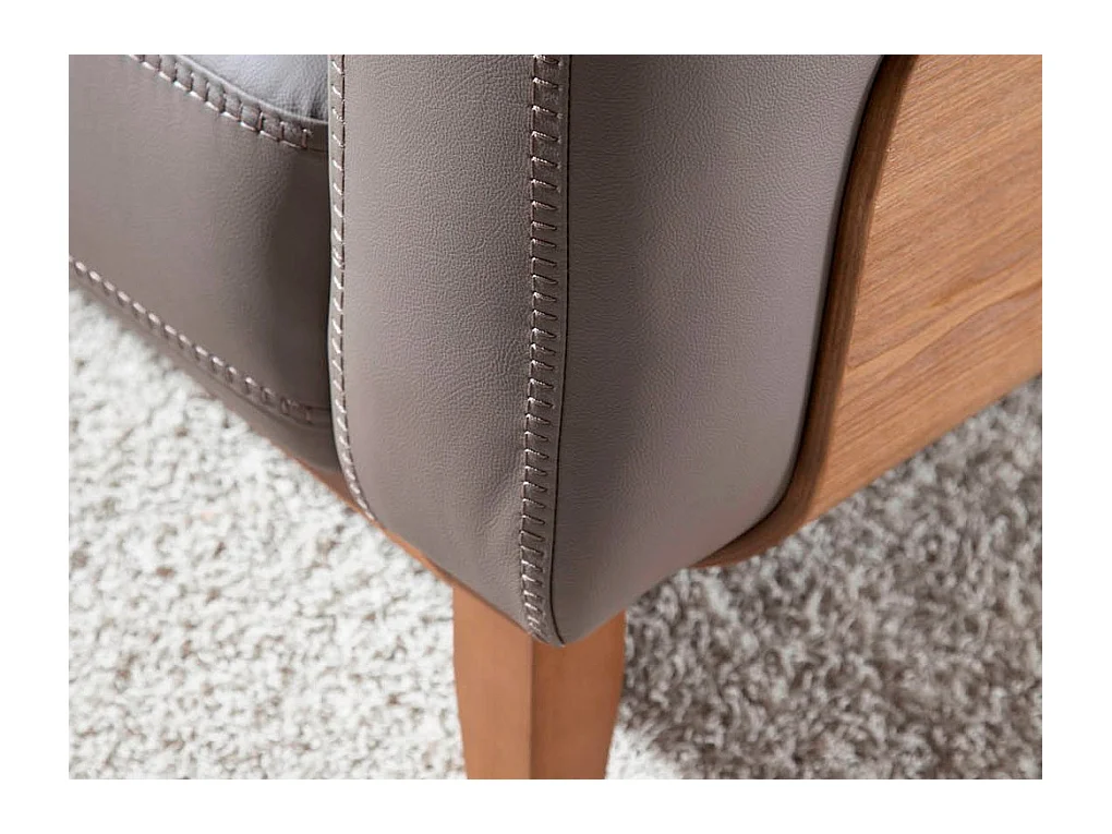 Canapé 2 places cuir et pieds bois noyer Kina-Couleur Cuir Piel cuero