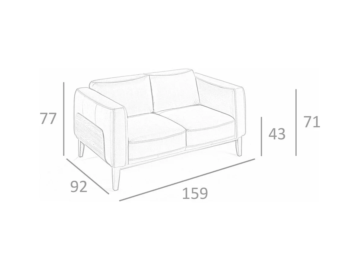 Canapé 2 places cuir et pieds bois noyer Kina-Couleur Cuir Piel cuero