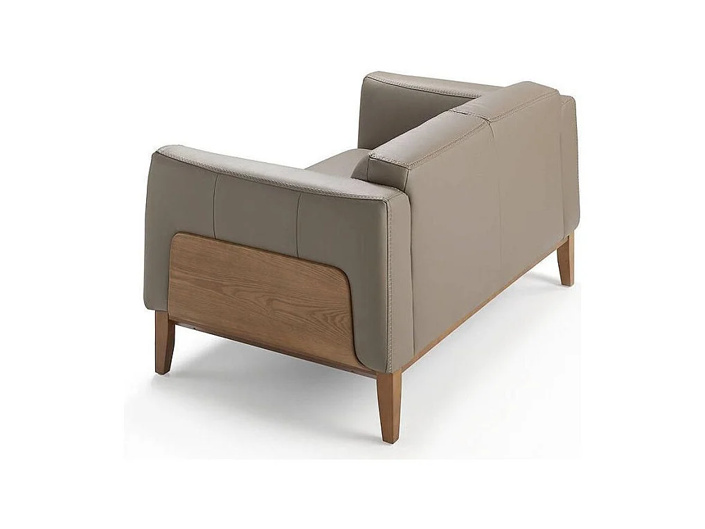 Canapé 2 places cuir et pieds bois noyer Kina-Couleur Cuir Piel cuero