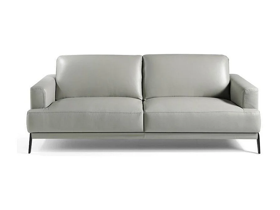 Yaro 3-zits leren bank en zwarte RVS poten-Kleur Crème leer