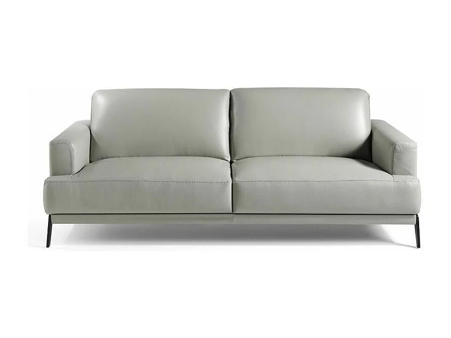 Canapé 3 places cuir et pieds acier noir inoxydable Yaro-Couleur Cuir Piel blanc