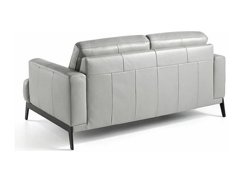 Yaro 3-zits leren bank en zwarte RVS poten-Kleur Wit Piel-leer