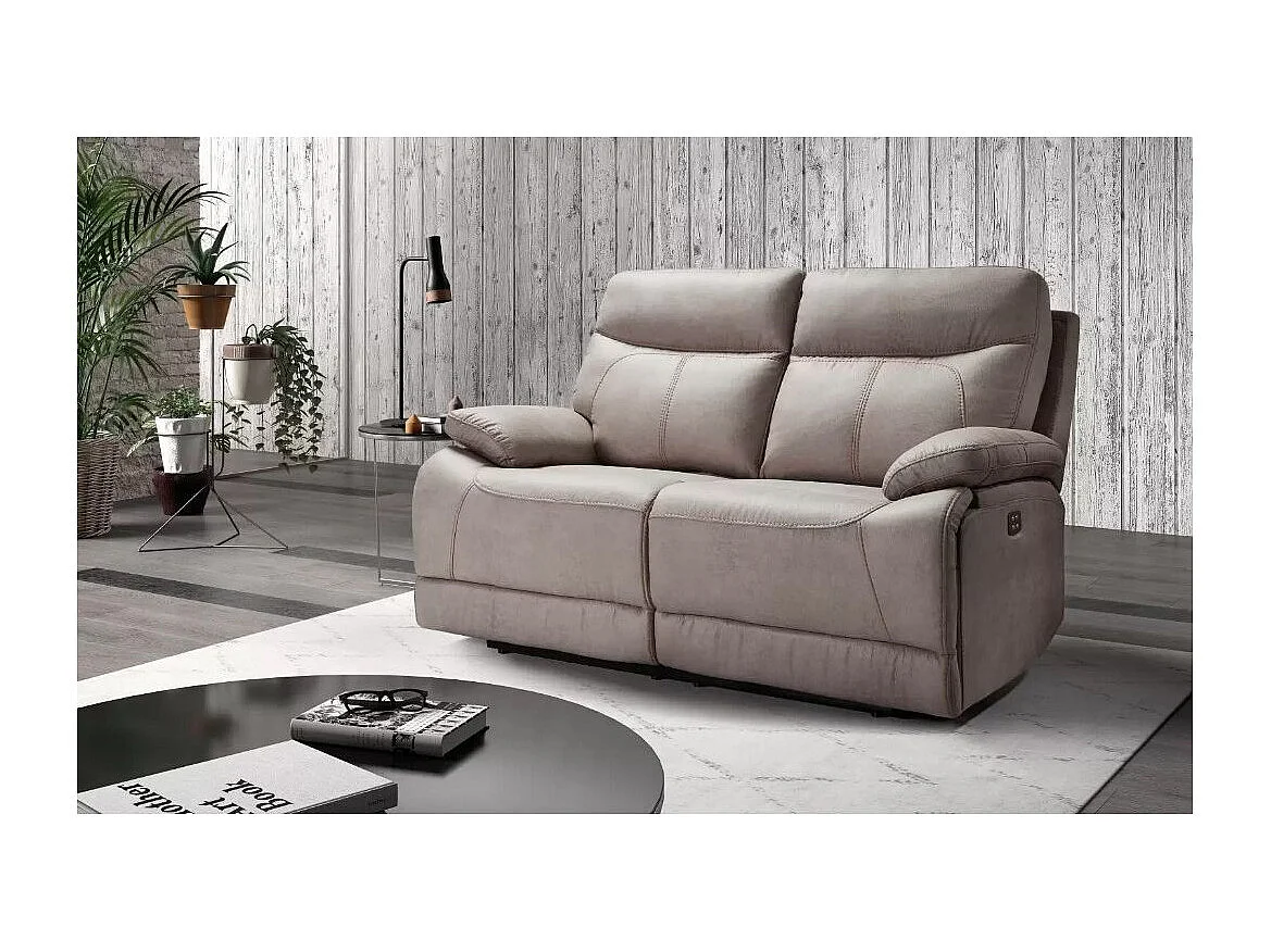 Canapé 2 places fixe microfibre beige Ducka 154cm