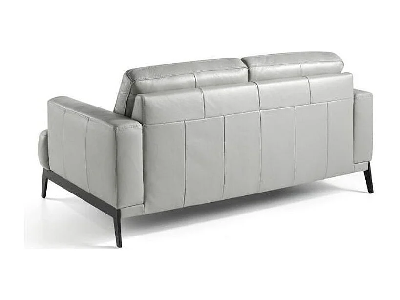 Canapé 3 places cuir et pieds acier noir inoxydable Yaro-Couleur Cuir Piel chocolat