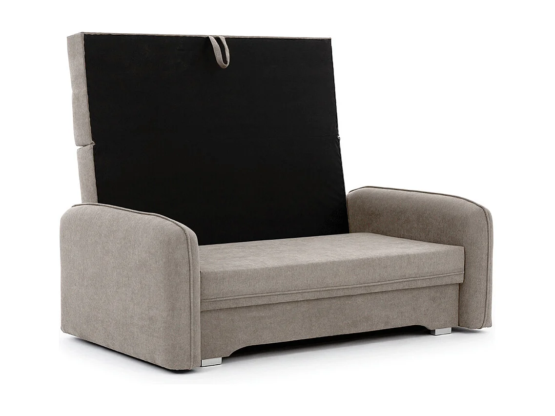 Kleine originele slaapbank in beige stof Lany 155 cm