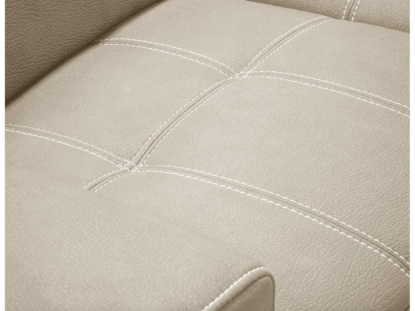 Hoekbank van microvezel met 2 poefs en 1 Selina ladekast-Kleur Beige-juiste hoek