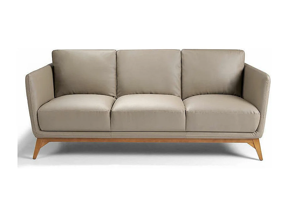 Canapé 3 places contemporain cuir capitonné et bois noyer Kila-Couleur Aqua 71 Gris clair