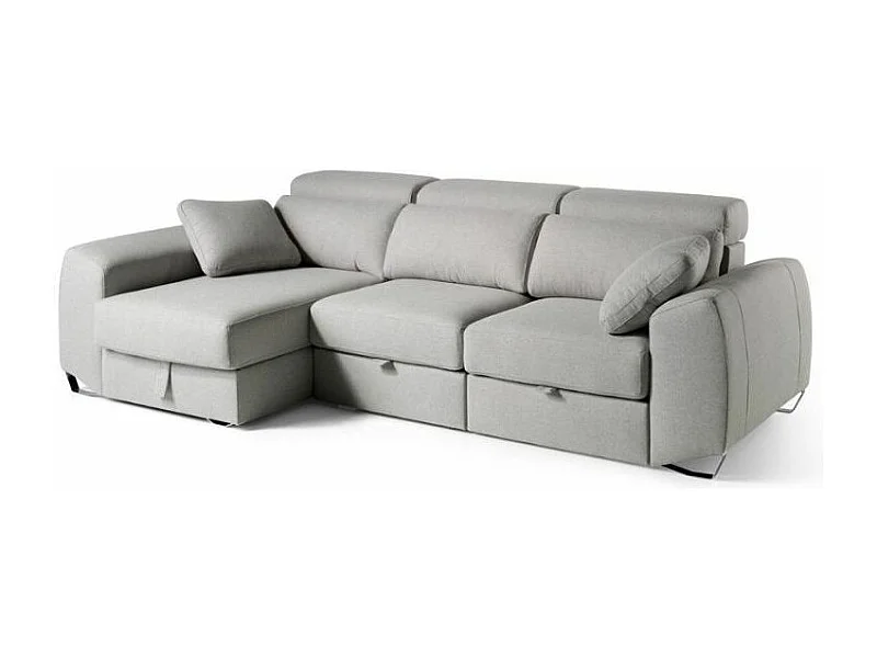 Canapé d'angle droit tissu gris Kaninawa