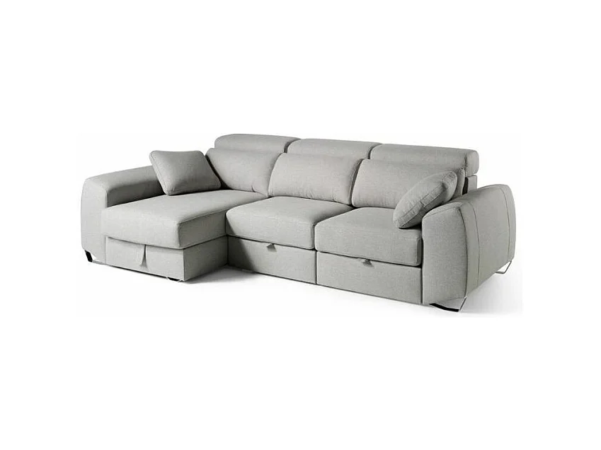 Canapé d'angle droit tissu gris Kaninawa