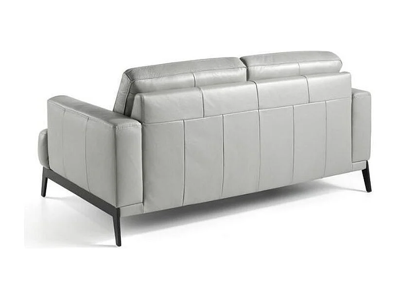 Canapé 3 places cuir et pieds acier noir inoxydable Yaro-Couleur Cuir Piel noir