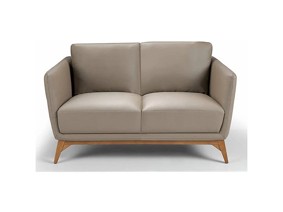 Canapé 2 places contemporain cuir capitonné et bois noyer Kila-Couleur Aqua 61 Bleu clair