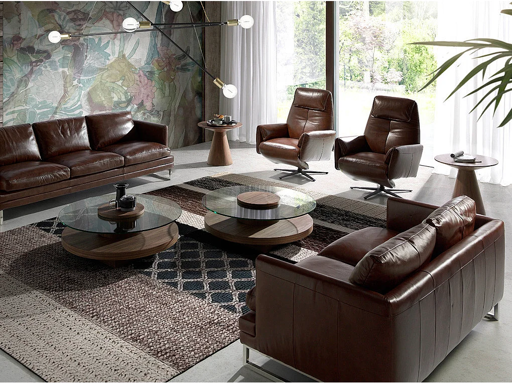 Kora high-end 2-zits leren bank-Kleur Nerts leer