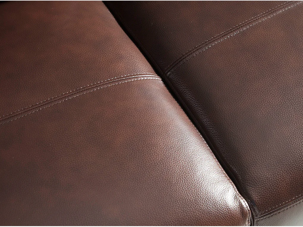 3-zitsbank in rundleer en RVS chroomstalen poten Miro-Kleur Marineblauw leer