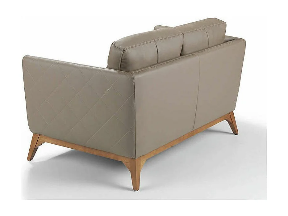 Canapé 2 places contemporain cuir capitonné et bois noyer Kila-Couleur Aqua 20 Marron