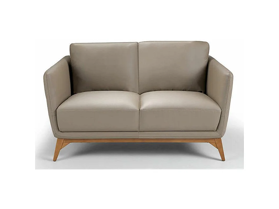 Canapé 2 places contemporain cuir capitonné et bois noyer Kila-Couleur Aqua 90 Noir