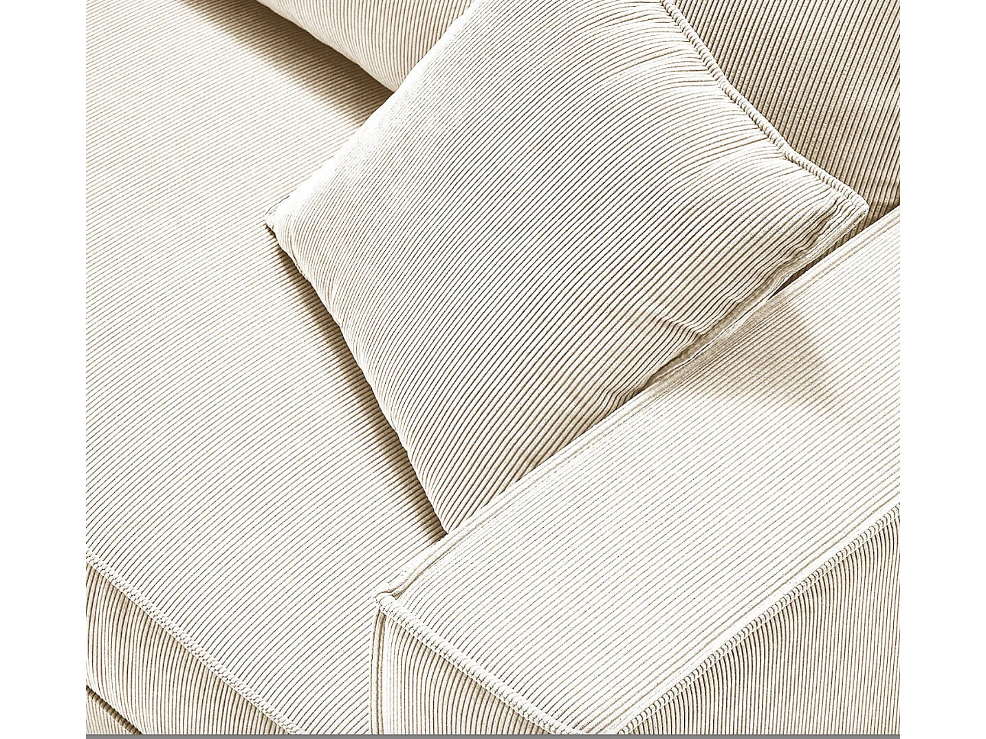 Canapé fixe velours côtelé avec 2 Coussins Kleman-Couleur Blanc-4 places