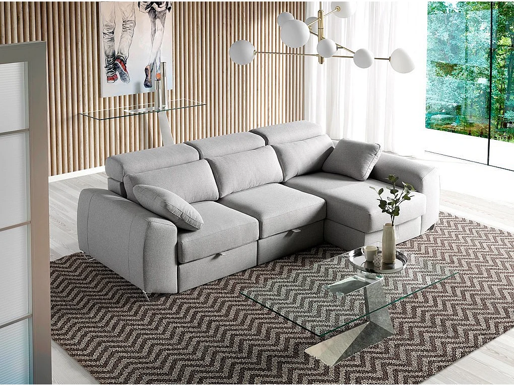 Canapé d'angle gauche tissu gris Kaninawa 2