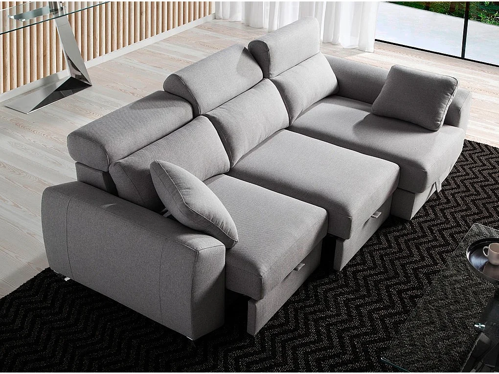 Canapé d'angle gauche tissu gris Kaninawa 2