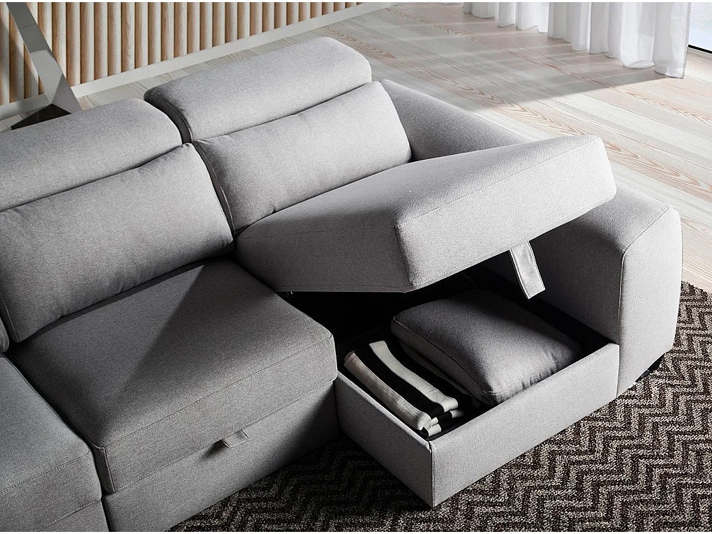 Canapé d'angle gauche tissu gris Kaninawa 2