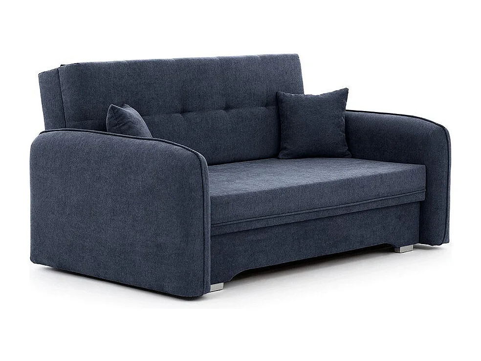 Kleine originele slaapbank in donkerblauwe stof Lany 155 cm