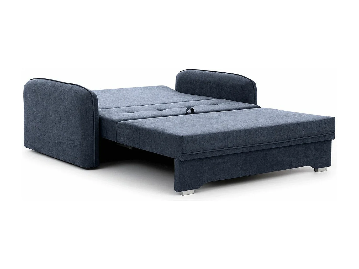 Kleine originele slaapbank in donkerblauwe stof Lany 155 cm