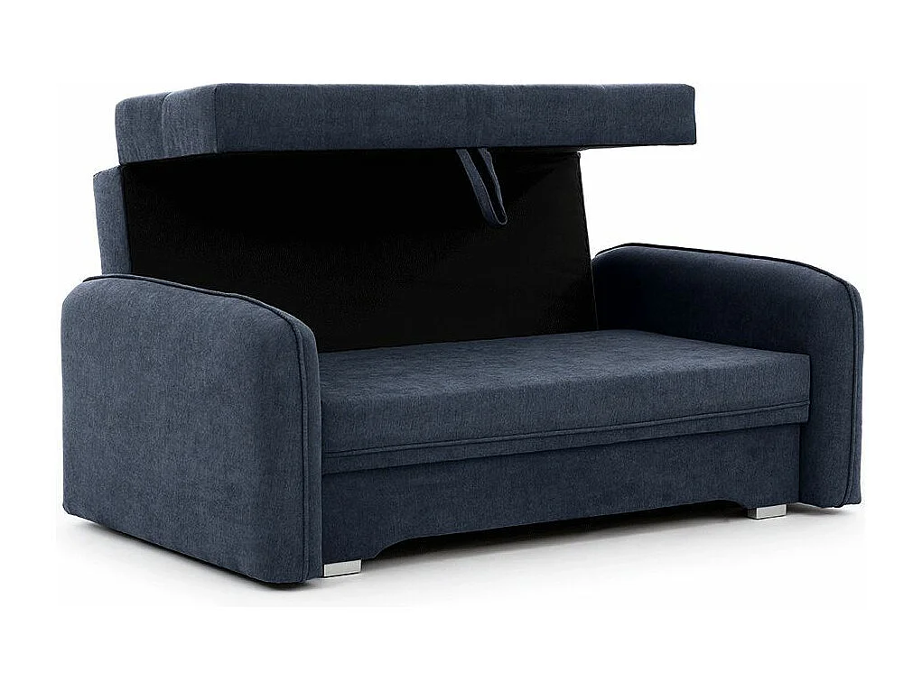 Kleine originele slaapbank in donkerblauwe stof Lany 155 cm