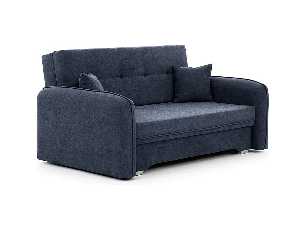 Petit canapé convertible original tissu bleu foncé Lany 155cm