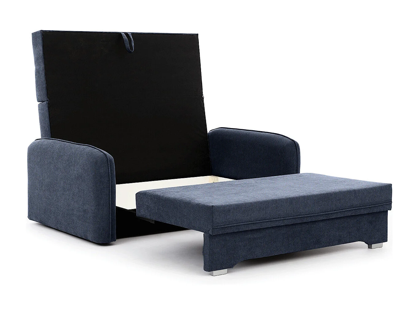 Petit canapé convertible original tissu bleu foncé Lany 155cm