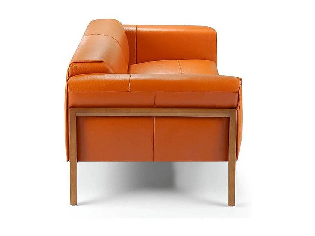 Canapé 3 places bois noyer et cuir Kilane-Couleur Aqua 11 Camel