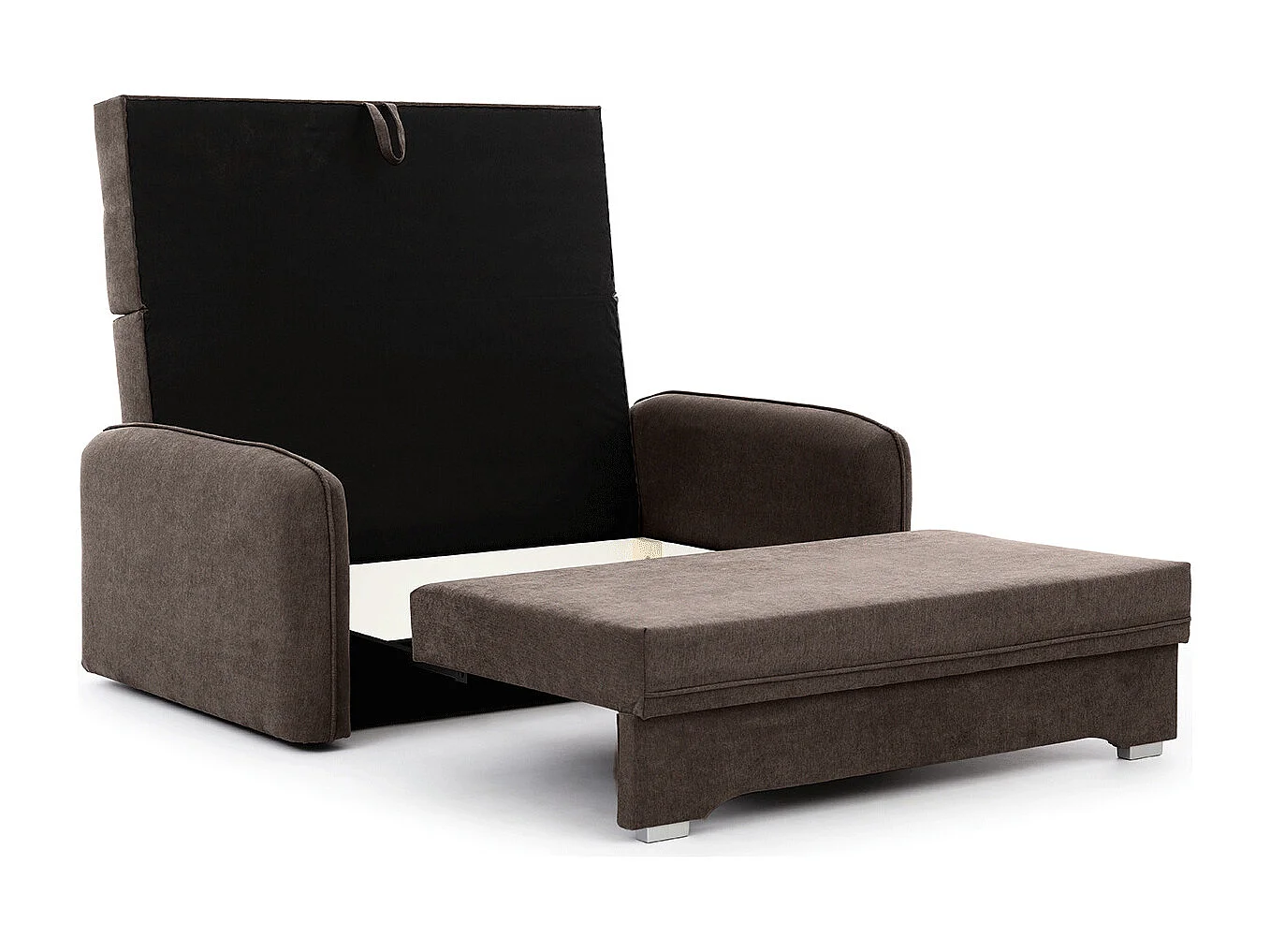 Petit canapé convertible original tissu marron Lany 155cm