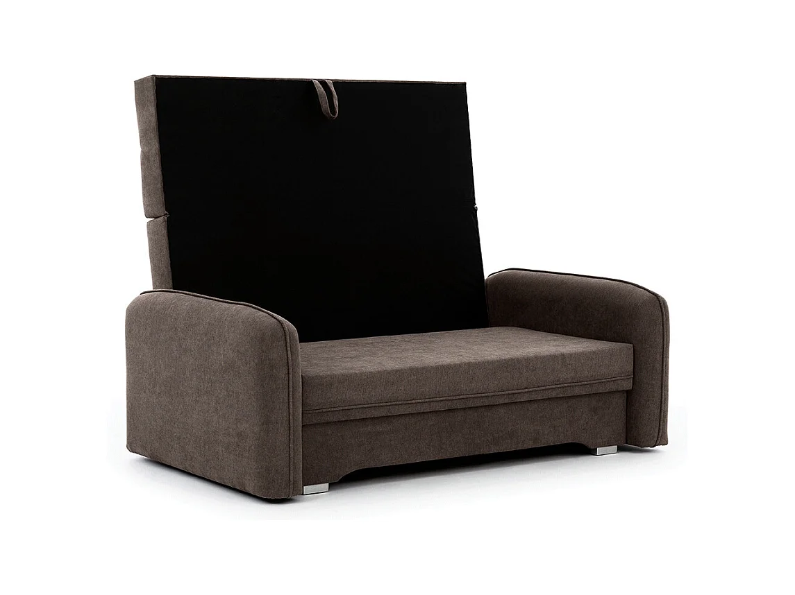 Petit canapé convertible original tissu marron Lany 155cm