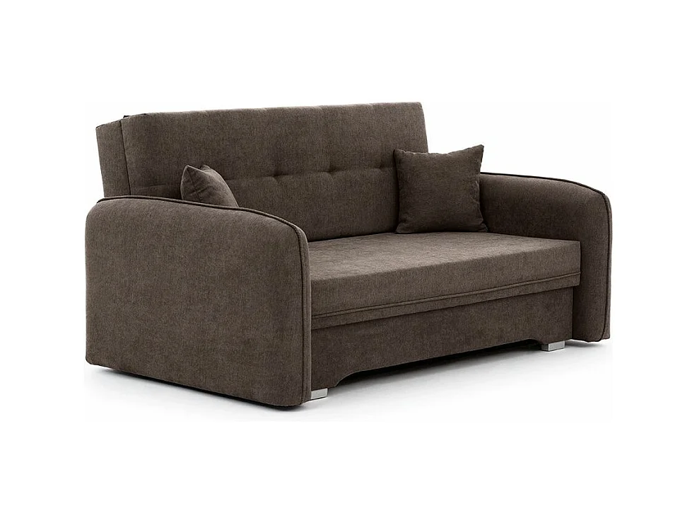 Petit canapé convertible original tissu marron Lany 155cm