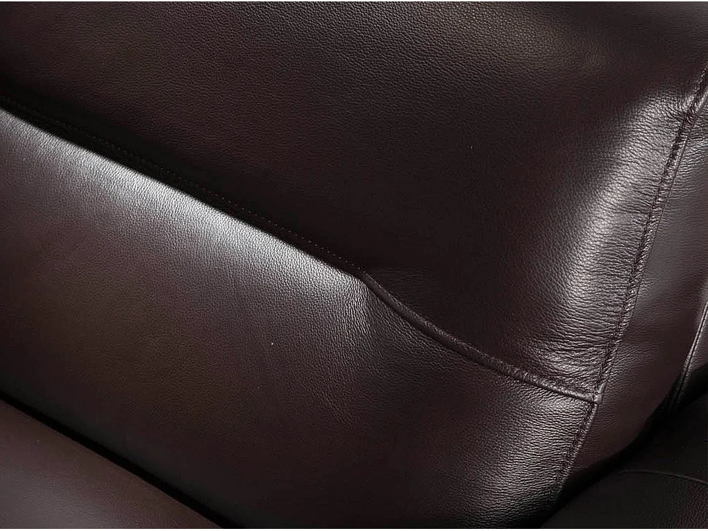 Canapé 3 places cuir noir bois plaqué noyer et pieds acier inoxydable Alamo