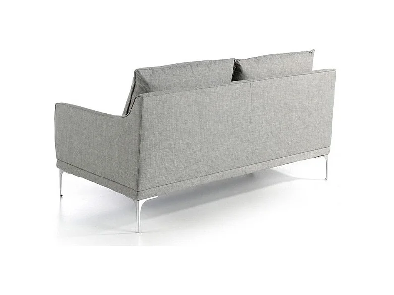Canapé design 2 places tissu gris clair et acier chromé Kira