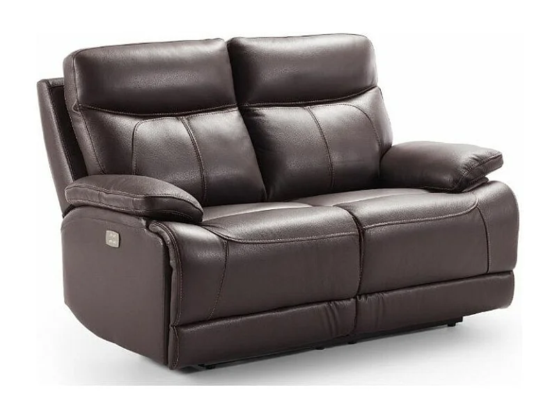 Canapé 2 places fixe cuir marron foncé Ducka 154cm