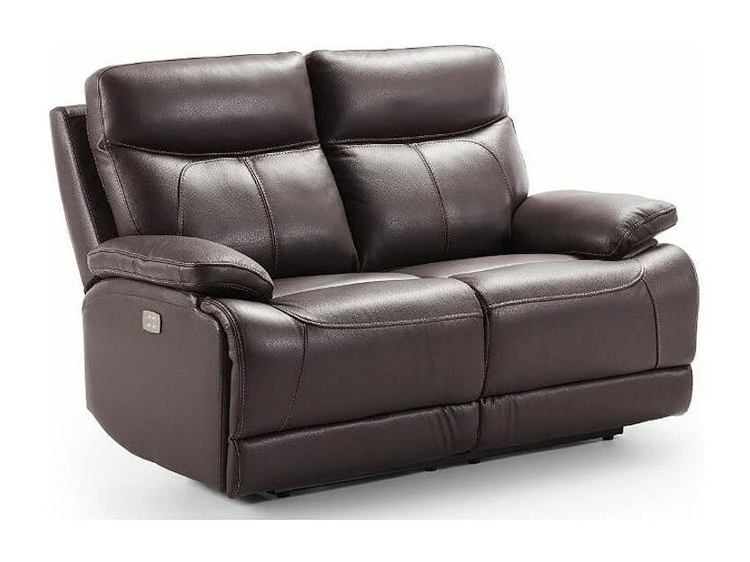 Canapé 2 places fixe cuir marron foncé Ducka 154cm