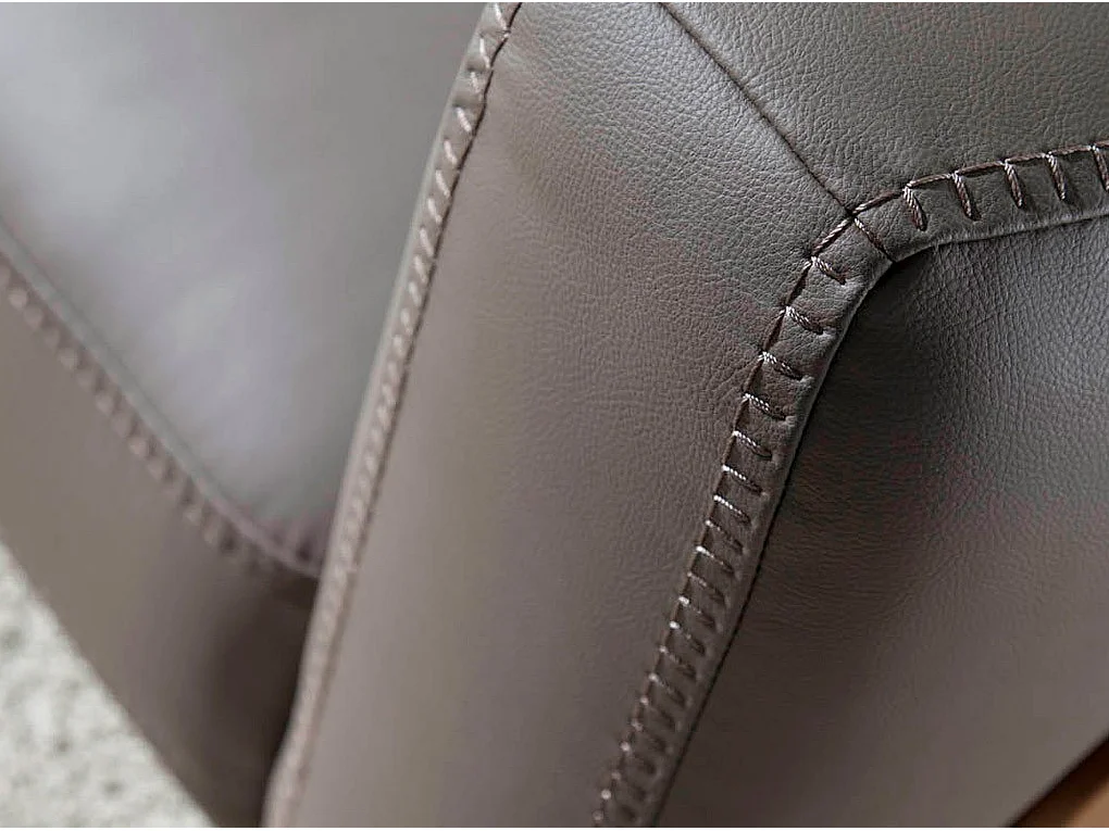 Canapé 3 places cuir taupe et pieds bois pin Kina-Couleur Cuir Piel crema