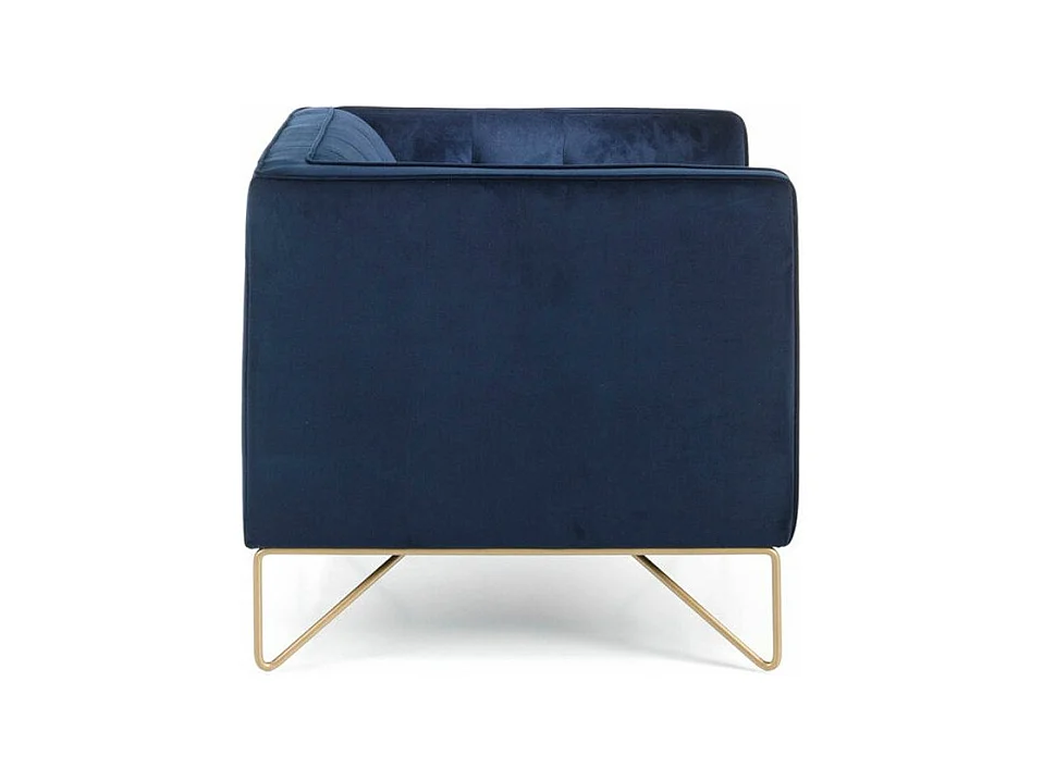 2-zitsbank in blauw fluweeleffect en goudkleurige metalen poten Arkane