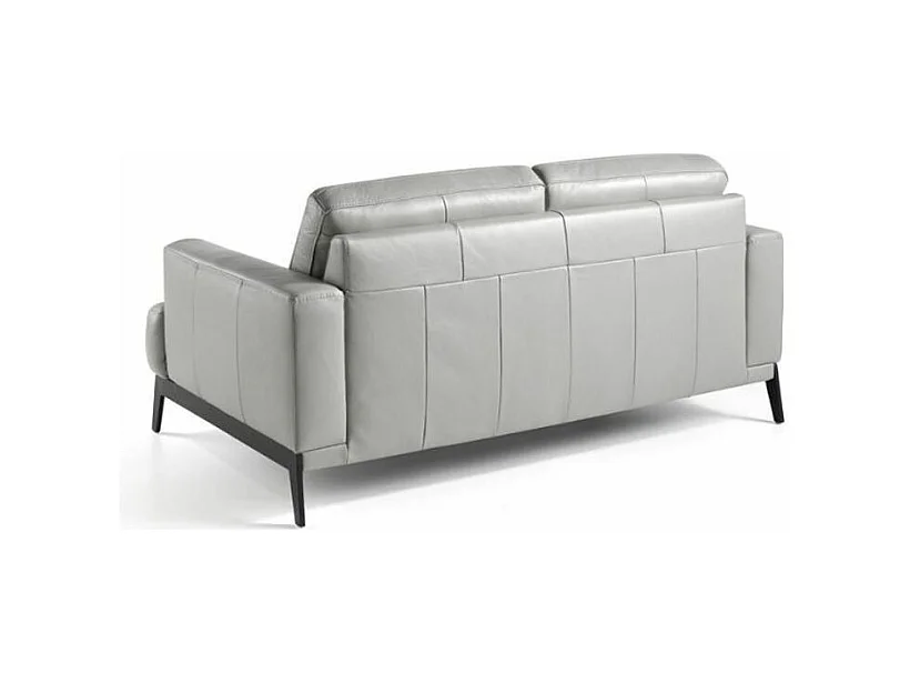 Yaro 3-zits leren bank en zwarte RVS poten-Kleur Parel leer