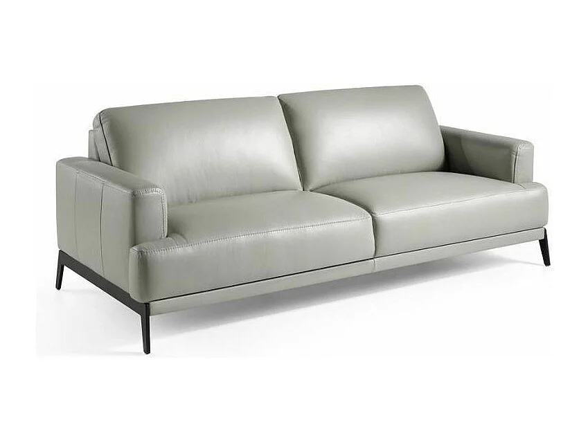 Canapé 3 places cuir et pieds acier noir inoxydable Yaro-Couleur Cuir Piel perla