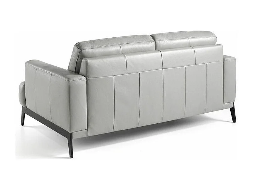 Canapé 2 places cuir et pieds acier noir inoxydable noir Yaro-Couleur Cuir Piel vison