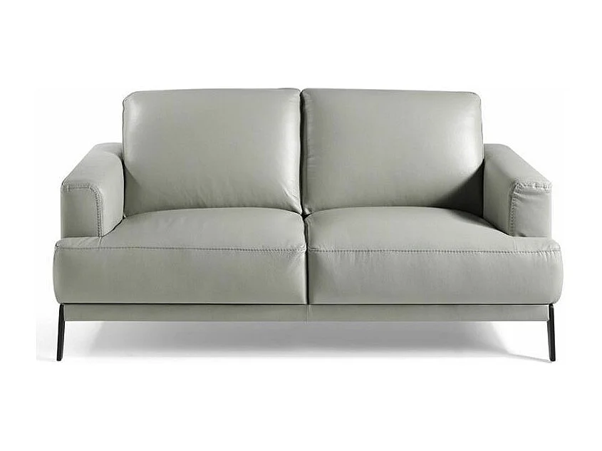 Canapé 2 places cuir et pieds acier noir inoxydable noir Yaro-Couleur Cuir Piel vison