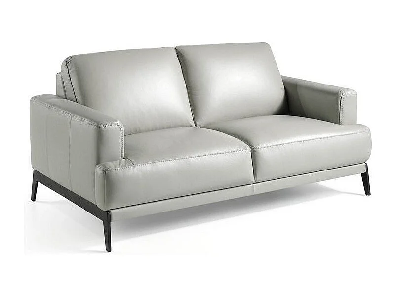 Canapé 2 places cuir et pieds acier noir inoxydable noir Yaro-Couleur Cuir Piel vison