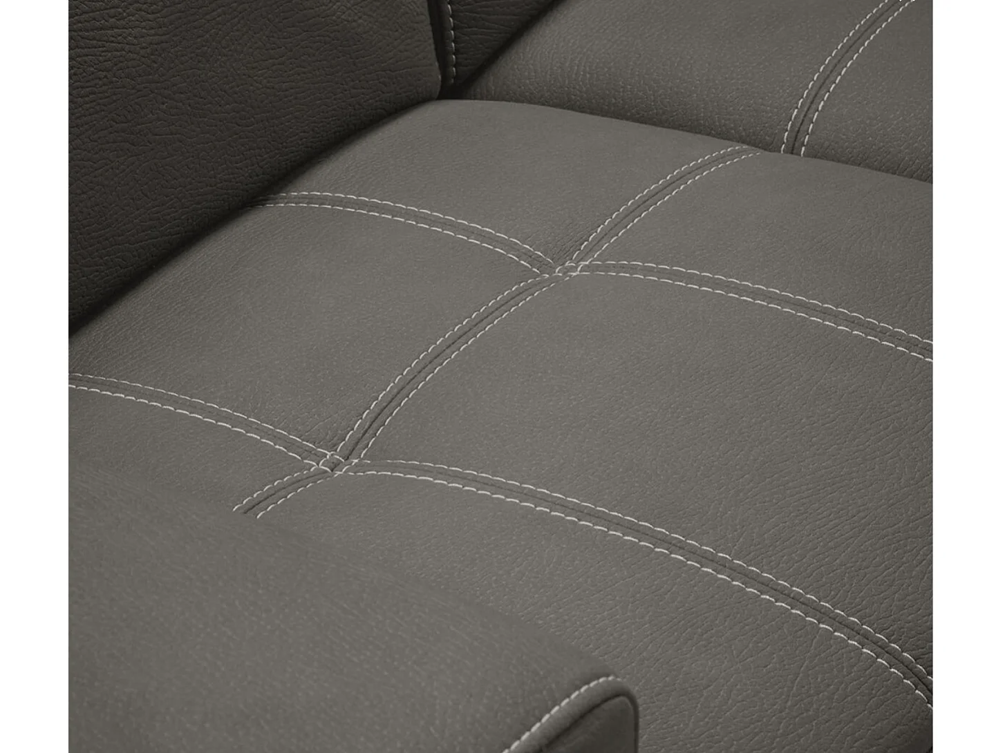 Canapé d'angle en microfibre avec 2 poufs et 1 coffre Selina-Couleur Gris foncé-angle droit